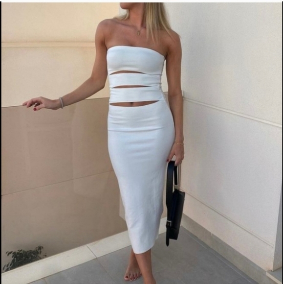 Zara Cut Out * Maxi Dress White - Picture 2 of 16